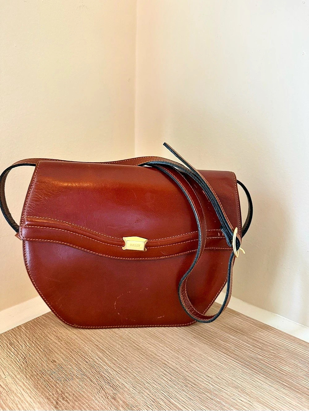 Bally Vintage Rich Brown Leather Crossbody Bag